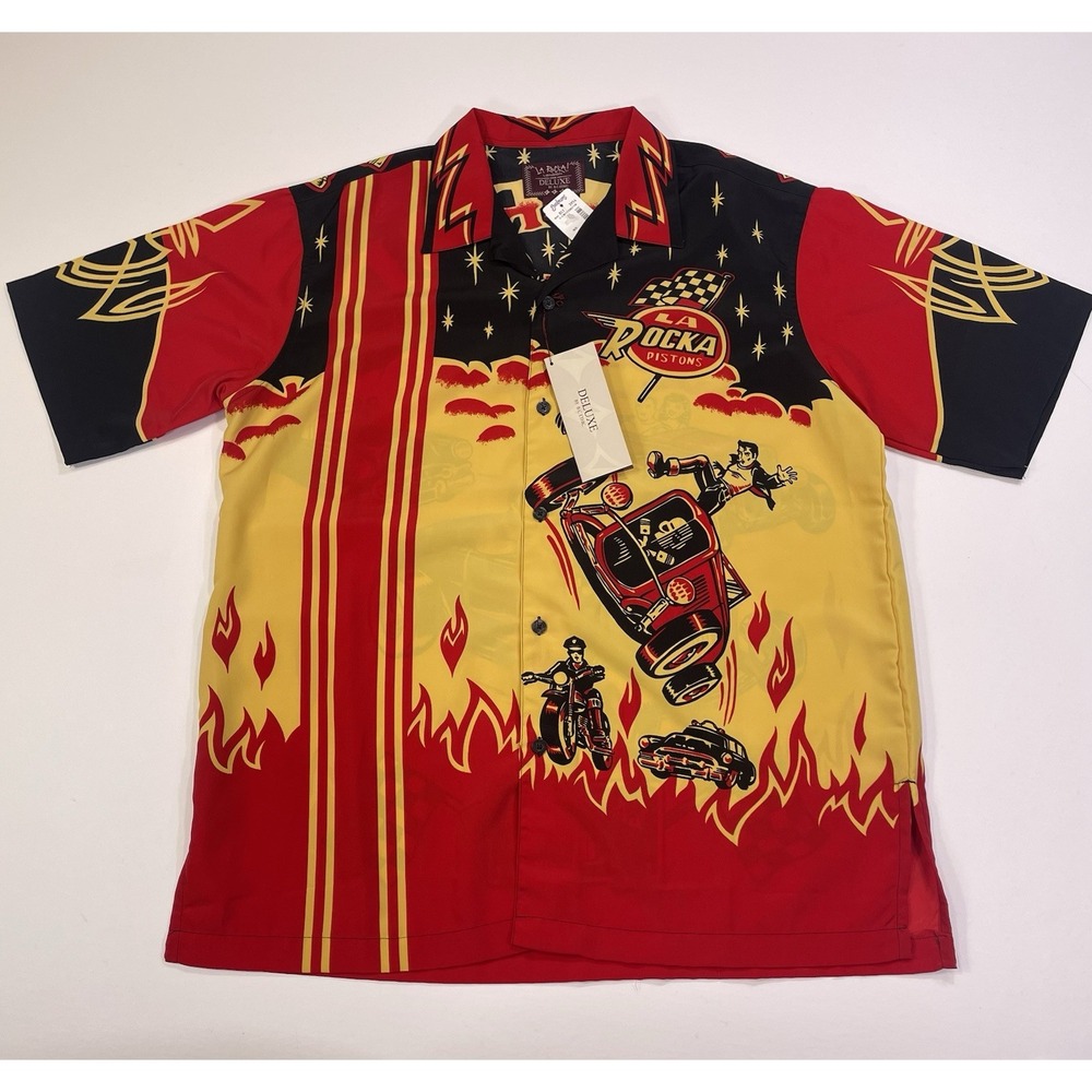 NWT BC Ethic La Rocka London Shirt Men's L Hot Rod Rumble Vince Ray Americana